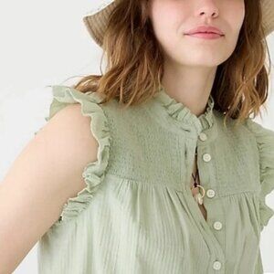 J.Crew Garden Top in Soft Gauze Cotton Light Green NWT